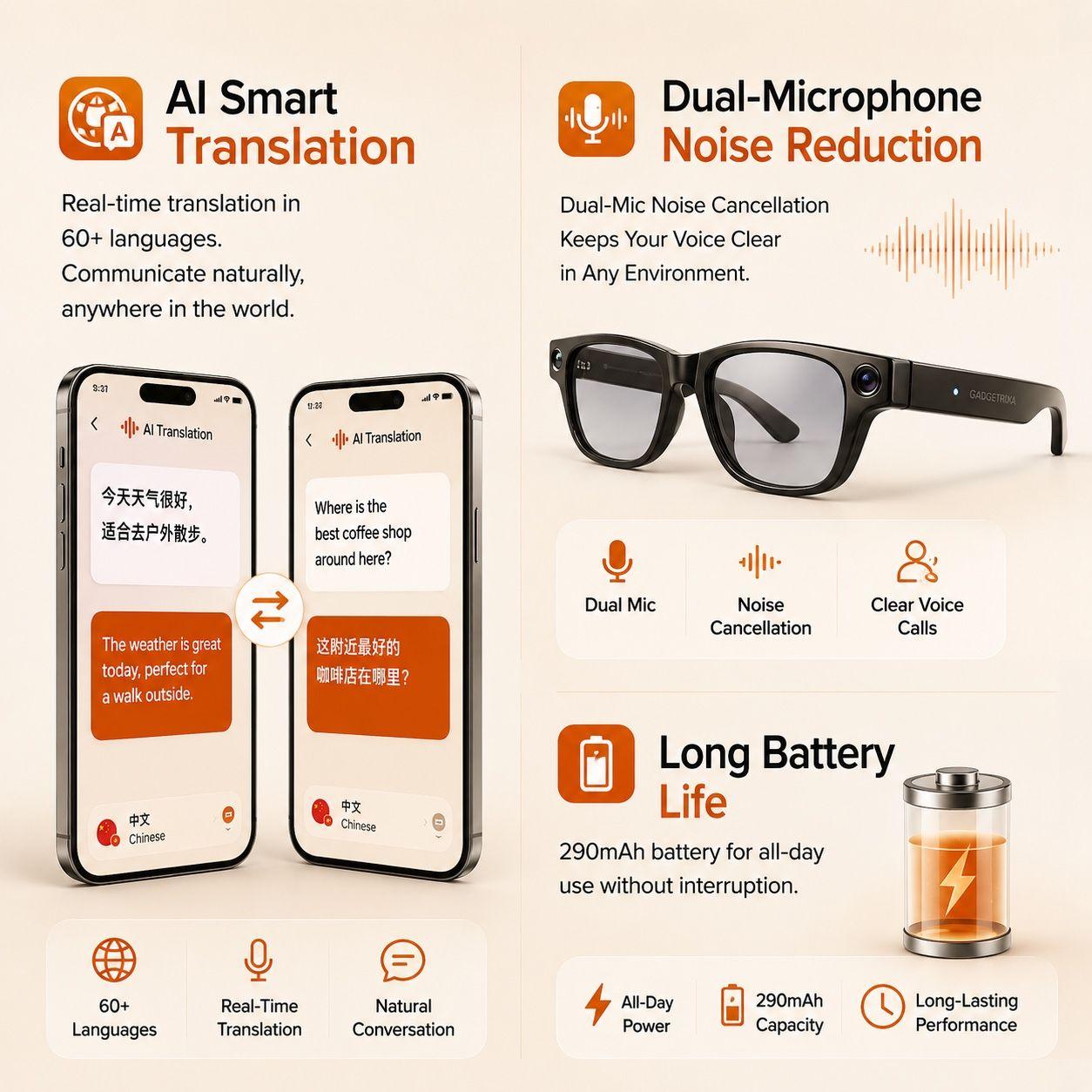 G3 - Wireless Bluetooth and AI Smart Glasses | نظارات G3 AI الذكية
